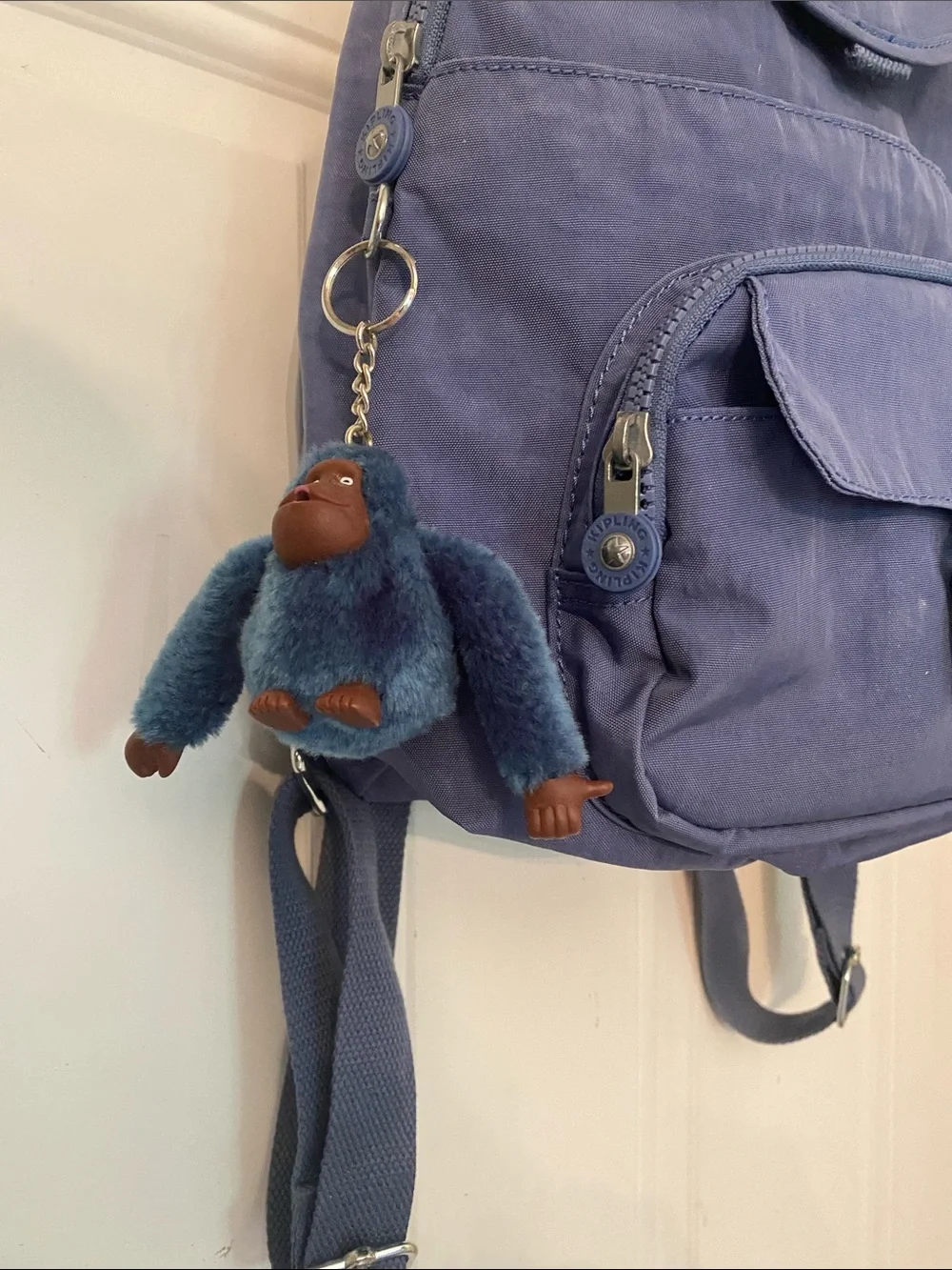 Kipling Navy Blue Nylon Mini Backpack with Monkey Charm